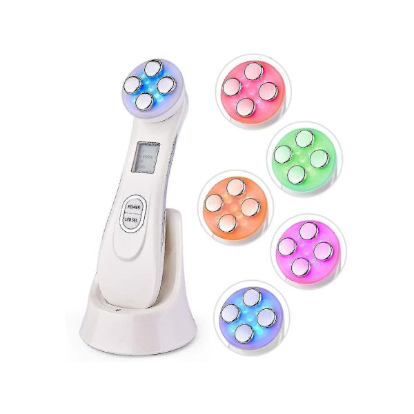 RF Ansiktsuppstramning Lyftmaskin Ultraljud Skönhetsapparat 5 i 1 Hudmassageapparat med Vitt LED-ljus YEMAESRE