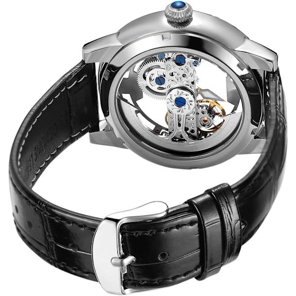 Skelettklocka Automatisk Självuppdragande Luminous Steampunk Klänning Armbandsur