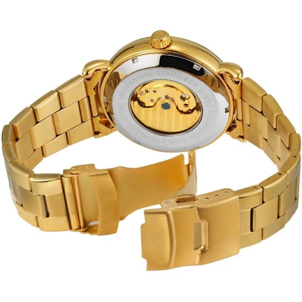 Automatisk Klocka för Män Lyx Skeleton Tourbillon Rostfritt Stål Läder Armbandsur
