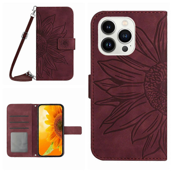 Solros Plånboksfodral Läder med Axelrem för iPhone 16 Pro Max