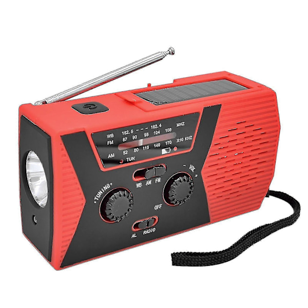 Nödladdare med Handvevsdynamo 4000mAh Väderradio Ficklampa Solcellsladdare