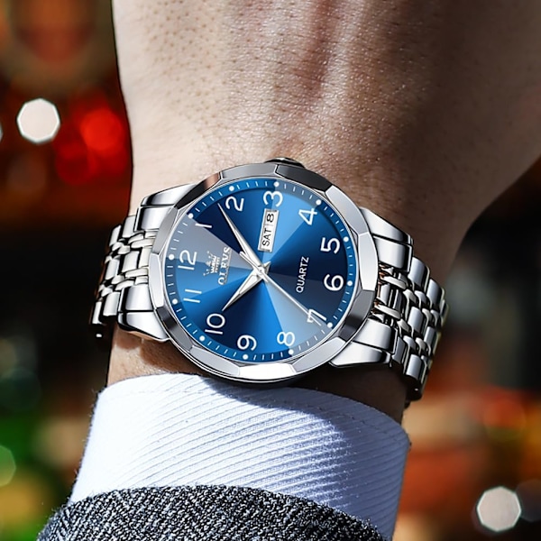 Herrklocka Minimalistisk Affärsklocka Analog Quartz Rostfritt Stål Vattentät Självlysande Klassisk Datum Lättläst Lyxig Casual Herrarmbandsur