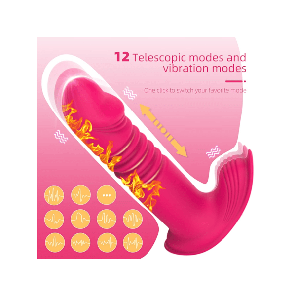 Trådlös Fjärrkontroll Teleskopisk Uppvärmd Bärbar Vibrator För Kvinnor (Rosa)