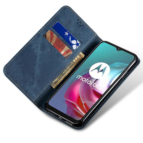 För Motorola Edge 50 Pro 5G Fodral Läder Jeans Tyg Textur Folio Flip Telefonfodral