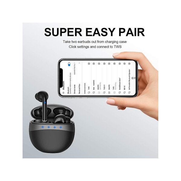 Brusreducerande Bluetooth Hi-Sound Stereo Touch Control Hörlurar Svart