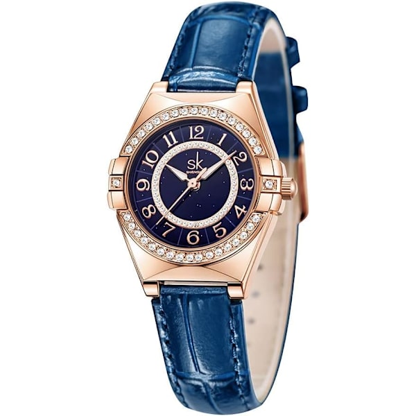 Lyxiga Damklockor Kristall Diamantklockor Eleganta Kvarts Damarmbandsur Vattentät Analog Display