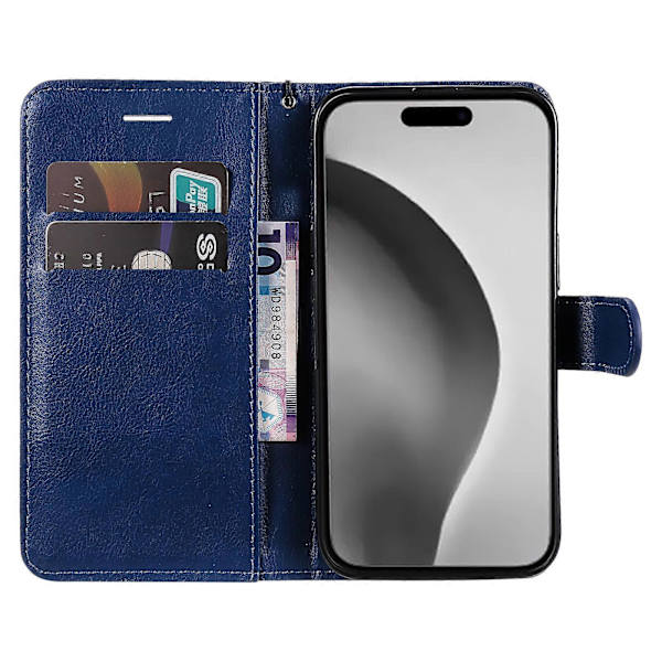 Plånboksfodral i läder för iPhone 16 Pro Max, enfärgat flip-fodral