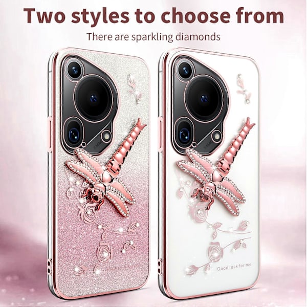 För Huawei Pura 70 Ultra Skal Fjäril Ställ TPU Blommor Glitter Mobilskal