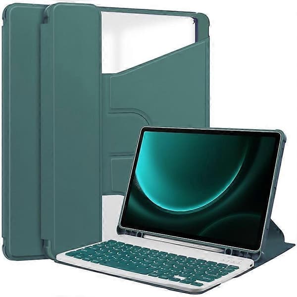 Samsung Galaxy Tab S9 FE Plus Tablet Fodral med Bluetooth-tangentbord och Vridbart Ställ