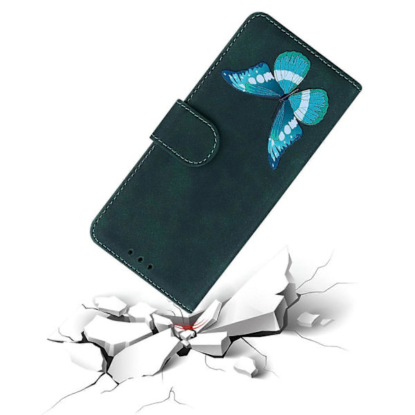 Reptåligt fjärilsmönstrat plånboksfodral i läder för Oppo Reno11 5G (Global)