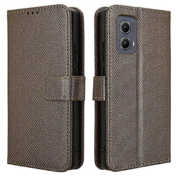 Stöttåligt PU-läderfodral med diamantstruktur för Motorola Edge (2024) 5G