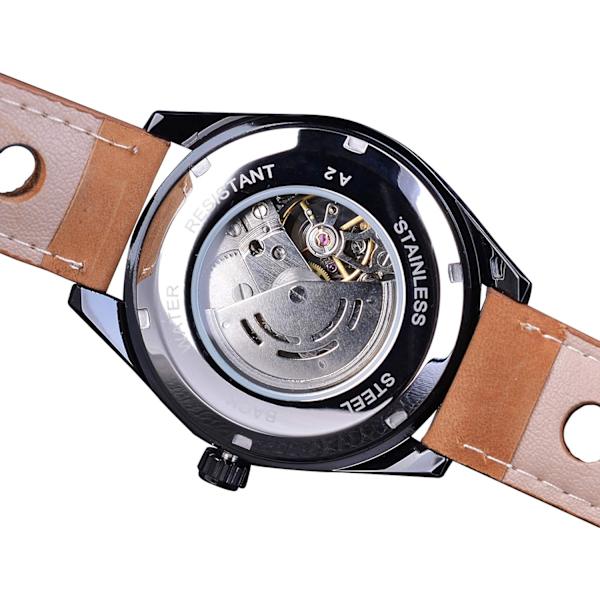 3D Blå Hardlex Glas Herr Transparent Sport Casual Mekanisk Automatisk Armbandsur Toppmärke Lyx