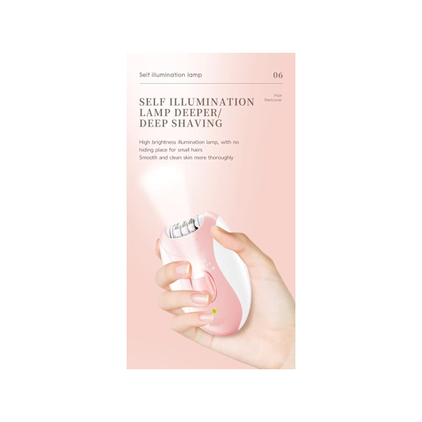 Elektrisk epilator med blad i rostfritt stål, dubbla hastighetsinställningar, uppladdningsbar och vattentät, lång batteritid, rosa YEMAESRE