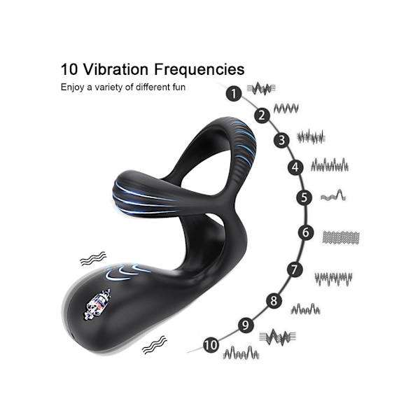 Vibrator för män, fördröjer utlösning, penisring, erektionsring, klitorisstimulator (Svart)