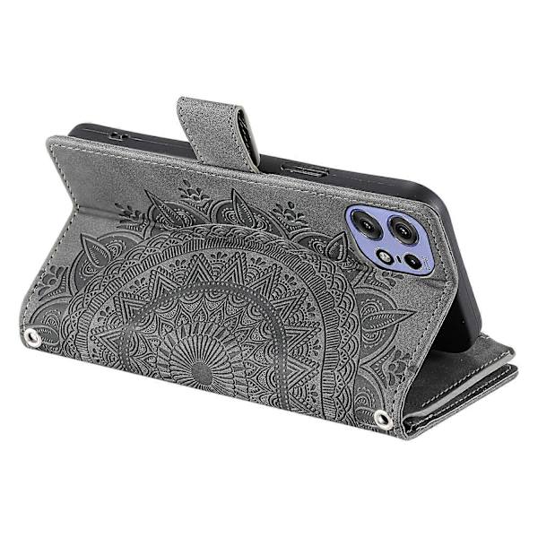 För Motorola Edge 50 Pro 5G Fodral Mandala Blomma Läder Flip Dragkedja Ställ Telefonskydd