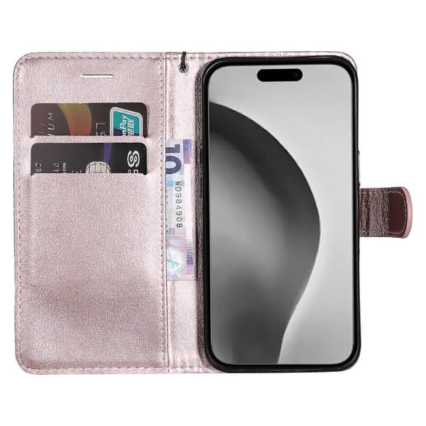 Læder Wallet Case med Flip Cover i ensfarvet til iPhone 16 Pro Max