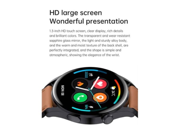 Smartwatch med talefunktion, fitnesstracker med informationspåmindelse og pulsmåler