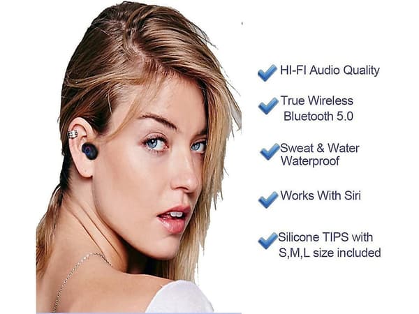 Vattentäta TWS Bluetooth-hörlurar Ingen laddning Svart