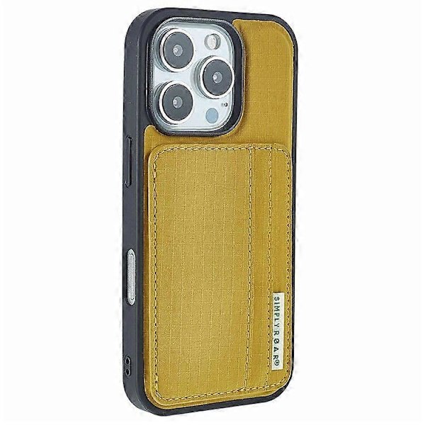 Skal för iPhone 16 Pro Max med korthållare, stativ, retro läderbaksida