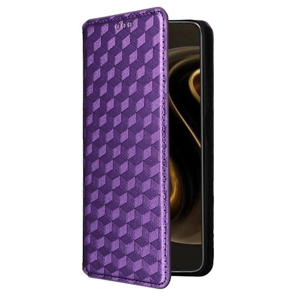 Fodral för Huawei nova 12i 4G/ Enjoy 70 Pro, rombmönstrat PU-läder, magnetisk stängning