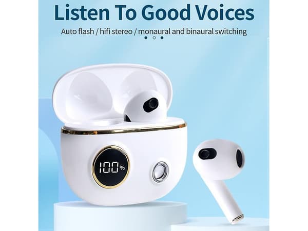 Vita Bluetooth-hörlurar utan laddare
