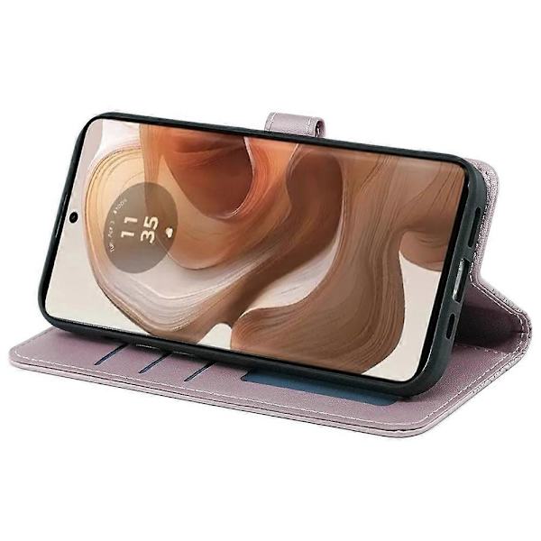 För Motorola Edge 50 Ultra 5G/ Moto X50 Ultra 5G Mobilskal Kubisk Rutnätsprägling PU Läder Folio Flipfodral