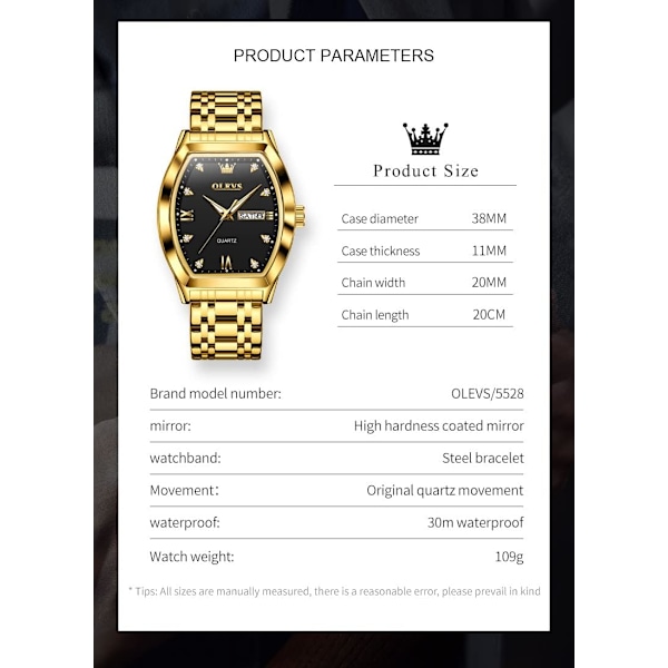 Herrklockor Fyrkantig Businessklocka Diamant Analog Kvarts Datum Lyxklocka för Män Casual Rostfritt Stål Vattentät Självlysande Tvåfärgad Armbandsur