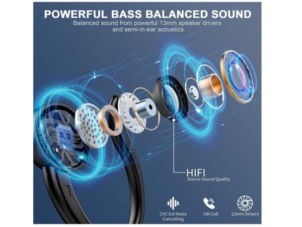 Brusreducerande Bluetooth Display Stereo Hörlurar Svart