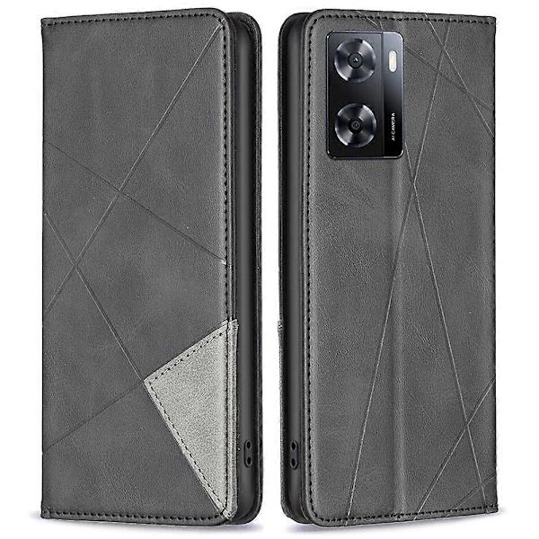 Imprinting Pattern Series-1 för Oppo A57 4G, Geometriskt Tryckt PU Läderfodral med Dold Magnetisk Stängning och Stötsäkert Flipskydd