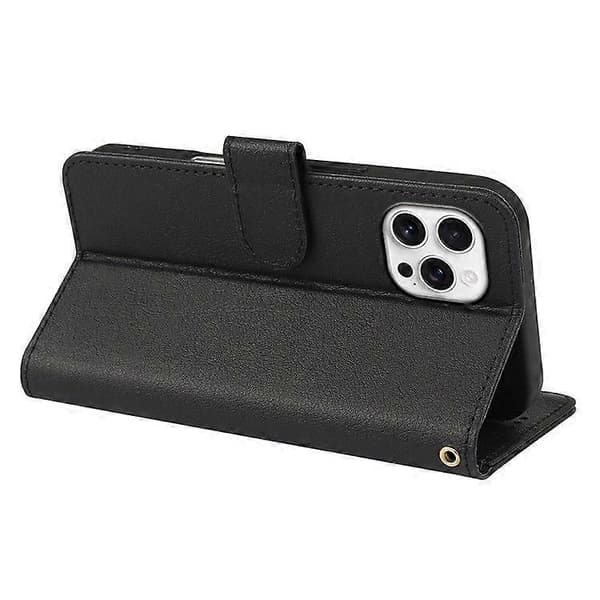 Lærveske med lommebokstativ og magnetisk lukking til iPhone 16 Pro Max