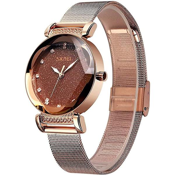 Damklockor Lyx Diamantklockor för Kvinnor Casual Kvarts Armbandsur Rostfritt Stål Enkel Stil Vattentät Eleganta Damklockor