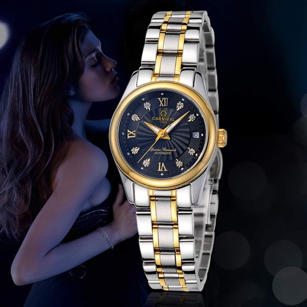 Relogio Feminino Lyx Dam Mekaniska Klockor Dam Vattentät Kristall Safir Automatisk Armbandsur Kalender Klocka