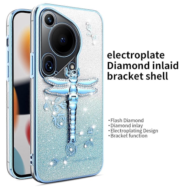 För Huawei Pura 70 Ultra Skal Fjäril Ställ TPU Blommor Glitter Mobilskal