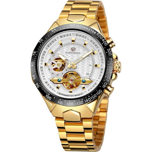 Herr Tourbillon Självuppdragande Mekanisk Oberoende Sekundvisare Automatisk Lyxig Rostfritt Stål Stor Urtavla Armbandsur