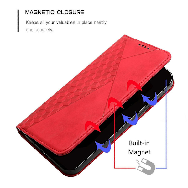 För Motorola Edge 50 Pro 5G Fodral PU Läder Rombmönster Hud Touch Ställ Telefonskydd