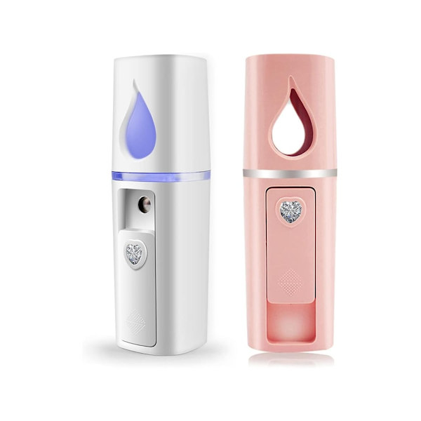 Bärbar Nano Ansiktsförstoftning Ögonfransförlängning Mister Mini Ångare med 20 ml Visuell Vattentank 2-pack Rosa YEMAESRE