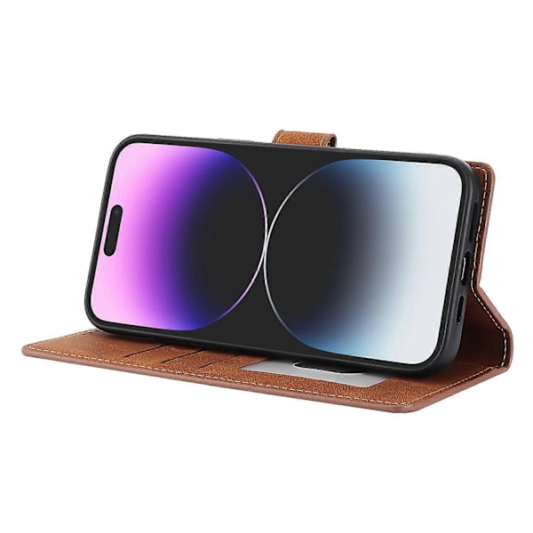 Plånboksfodral i PU-läder med stativ och handledsrem för iPhone 16 Pro Max