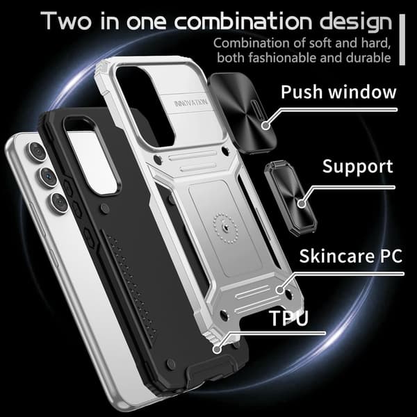 Telefoncover - Samsung S23 Plus - Bilholder - Skydevindue - Stødsikkert - Sølv Silver Samsung S23 Plus