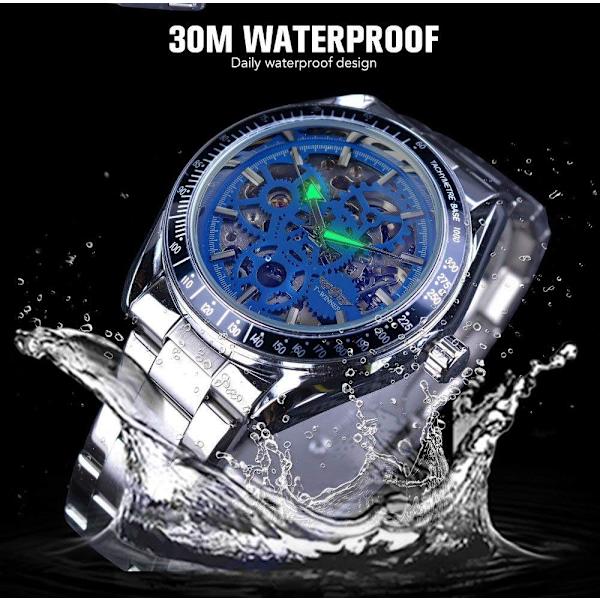 Skelettklocka Herr Automatisk Mekanisk Rostfritt Stål Sport Armbandsur Tourbillon Klocka