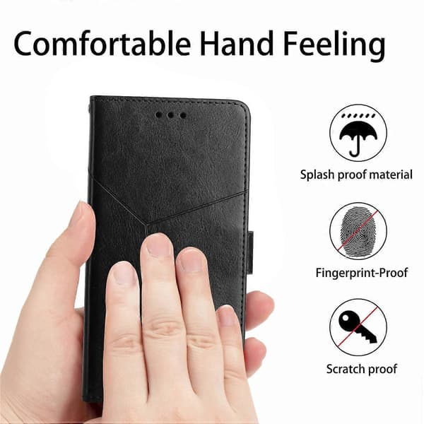 For iPhone 16 Pro Max Deksel Y-formede Linjer PU Lær Håndleddsstropp Telefondeksel