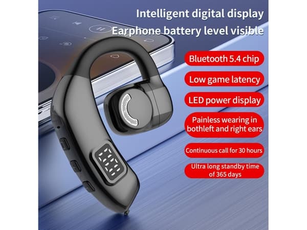 Trådlösa Hörlurar Luftledning LED-Display Körning Bluetooth Svart