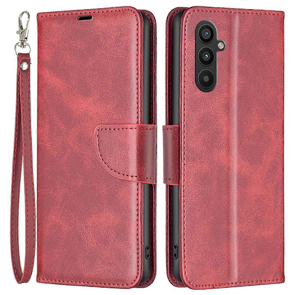 Läder Serie-4 för Samsung Galaxy A34 5G PU Läder Plånboksfodral Magnetiskt Flip Ställ Skyddande Telefonskal med Rem