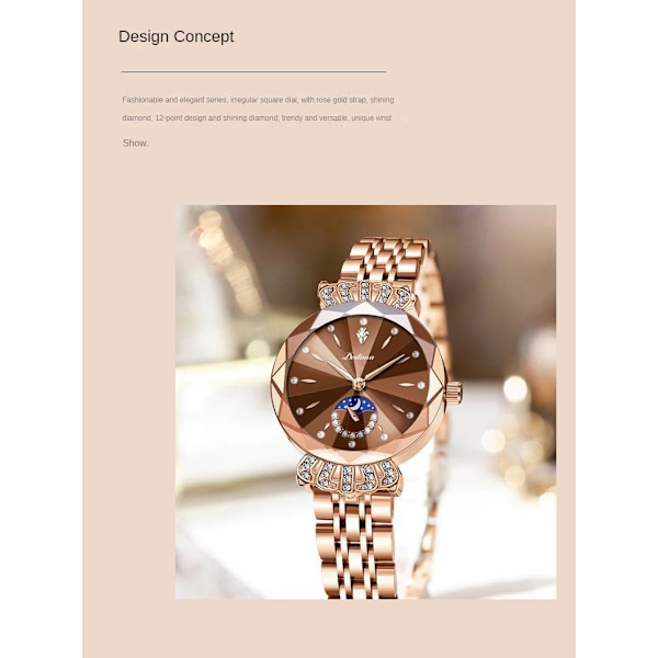 Dam Rostfritt Stål Armbandsur Vattentätt Diamant Dam Lyx Analog Quartz Armbandsur