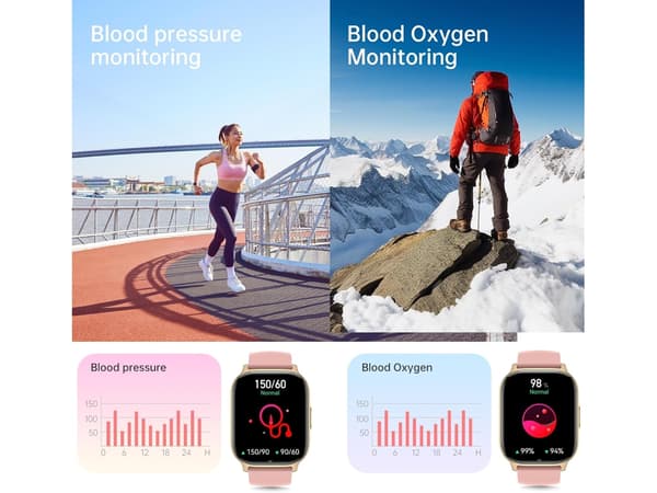 Smart Watch 2.1 Pulsmåler Søvn Pedometer 130+ Sportstilstande IP69 Vandtæt Android/IOS Grå
