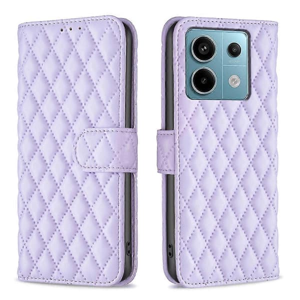 Style-14 för Xiaomi Redmi Note 13 Pro 5G Rombskal PU Läder Folio Flipfodral
