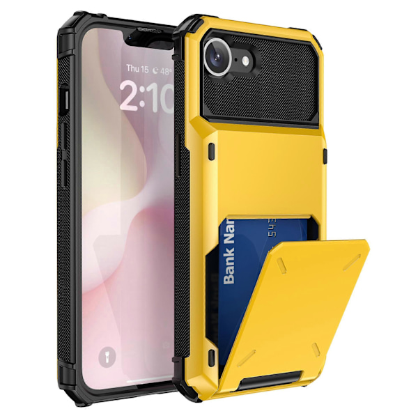 För iPhone SE (2024) Mobilskal PC+TPU Dubbla Lager Baksida med Korthållare