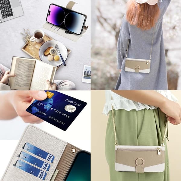 Plånboksfodral - Xiaomi 15 Pro - PU-läder - Axelrem - Stötsäker White Xiaomi 15 Pro
