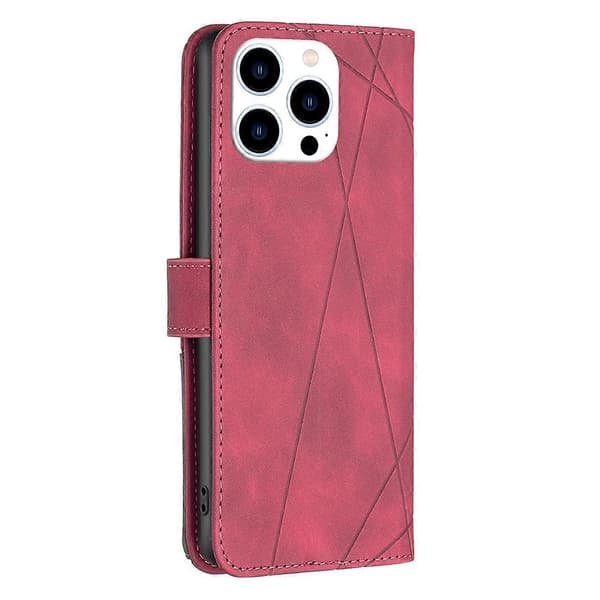 Læder Wallet Case med Geometrisk Mønster til iPhone 16 Pro Max