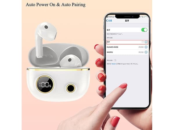 Vita Bluetooth-hörlurar utan laddare