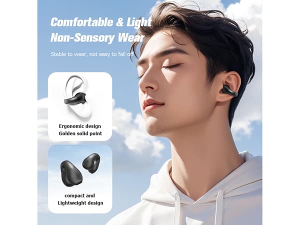 Ows Luftledningshörlurar Superbekväm Design Bluetooth Svart
